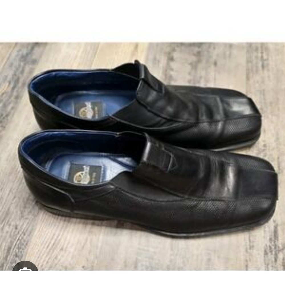 Bacco Bucci Men's 12M Black Leather Slip-On Dress Shoes Made in Italy‎ Loafers
